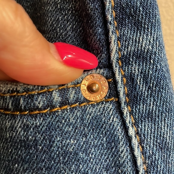 TOPSHOP MOTO denim mini skirt frayed hem 5 pockets zip front button closure 8 - Picture 4 of 12